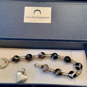 Silver and natural stone bracelet